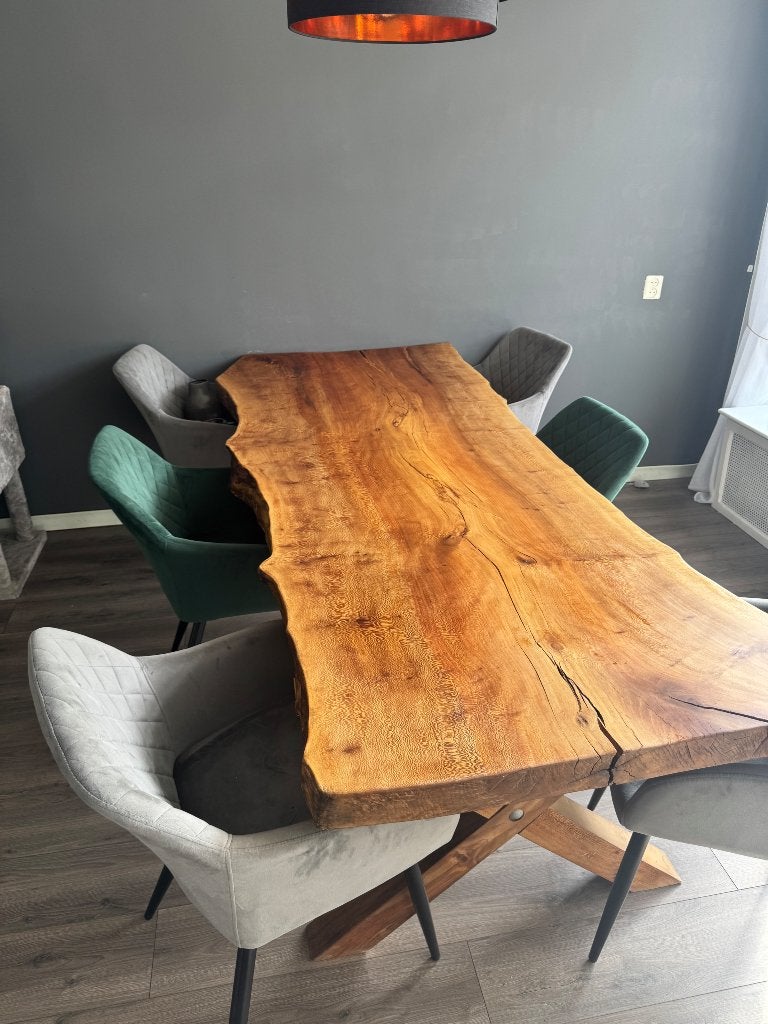 Eettafel, Ophalen, Eikenhout, 200 cm of meer, 50 tot 100 cm