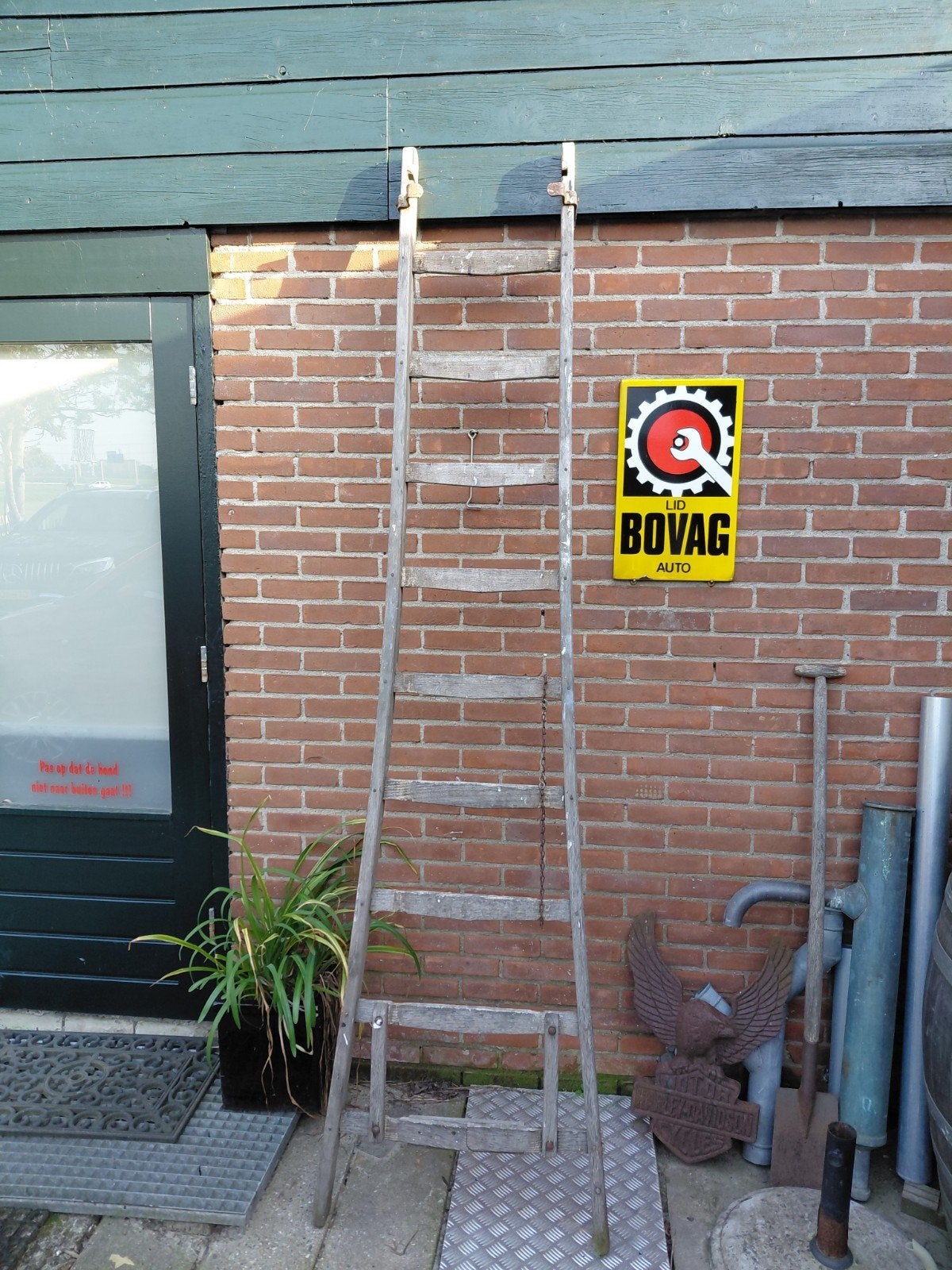 Oude houten ladder ter decoratie