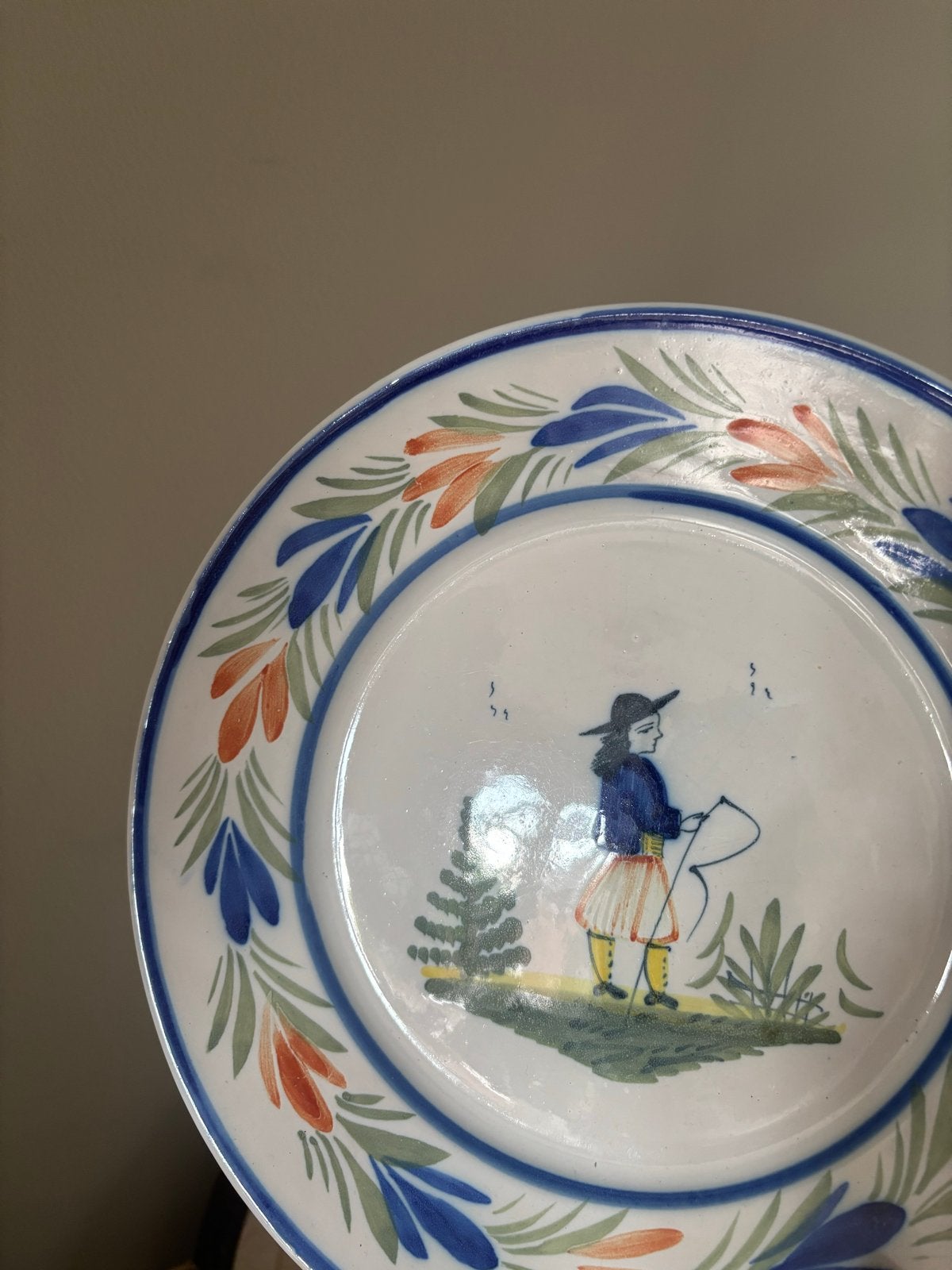 Antiek HB Quimper Frans Aardewerk Bord - Handgeschilderd, Ophalen of Verzenden
