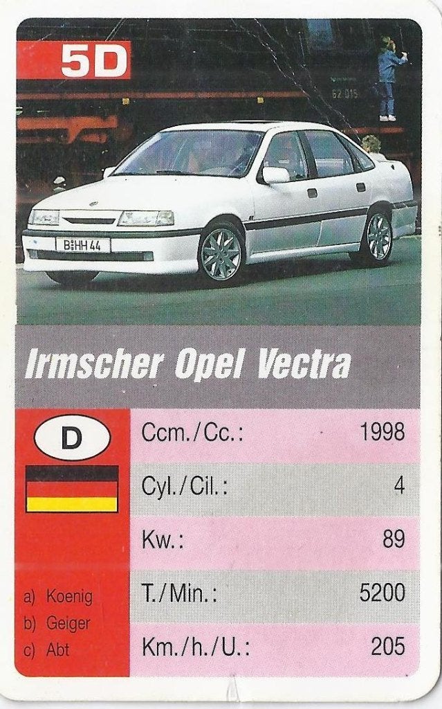 Kw3645 autokaartje irmscher opel vectra (5d ), Ophalen of Verzenden, Zo goed als nieuw, Auto's
