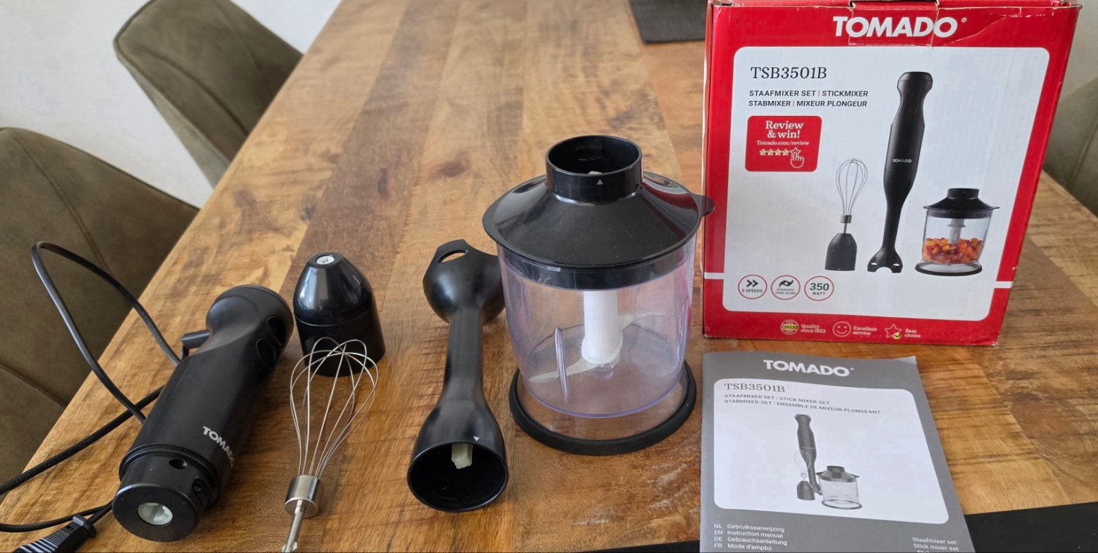 Tomado TSB3501B Staafmixer Set - Zo goed als nieuw, Minder dan 1 liter, Ophalen of Verzenden, Zo goed als nieuw, 1 snelheid