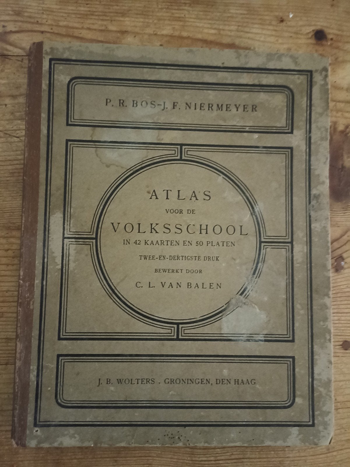 Bosatlas voor de Volksschool - 1925 editie, Gelezen, Bosatlas, P.R. Bos, J.F. Niermeyer, C.L. van Balen, Ophalen of Verzenden