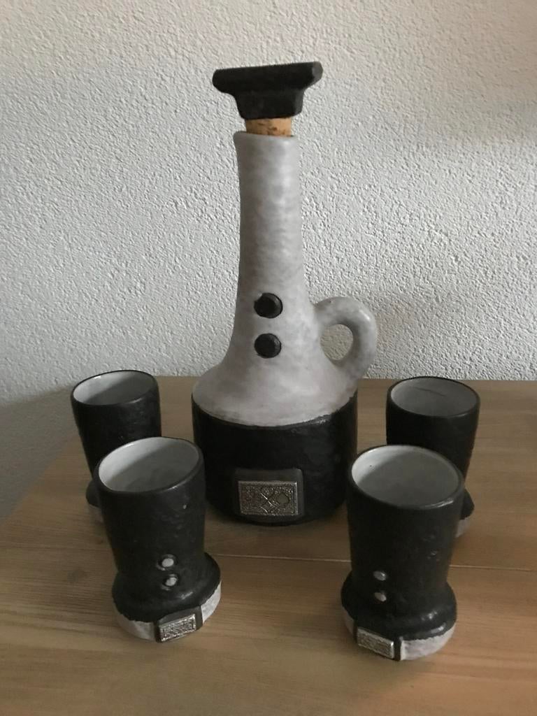 Vintage jaren 1960 hans welling en 4 shot glazen., Ophalen, Zo goed als nieuw, Overige materialen, Minder dan 25 cm