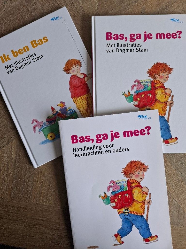 Prentenboeken "Ik ben Bas" + "Bas, ga je mee?" Dagmar Stam, Boeken, Kinderboeken | Kleuters, Fictie algemeen, Jongen of Meisje