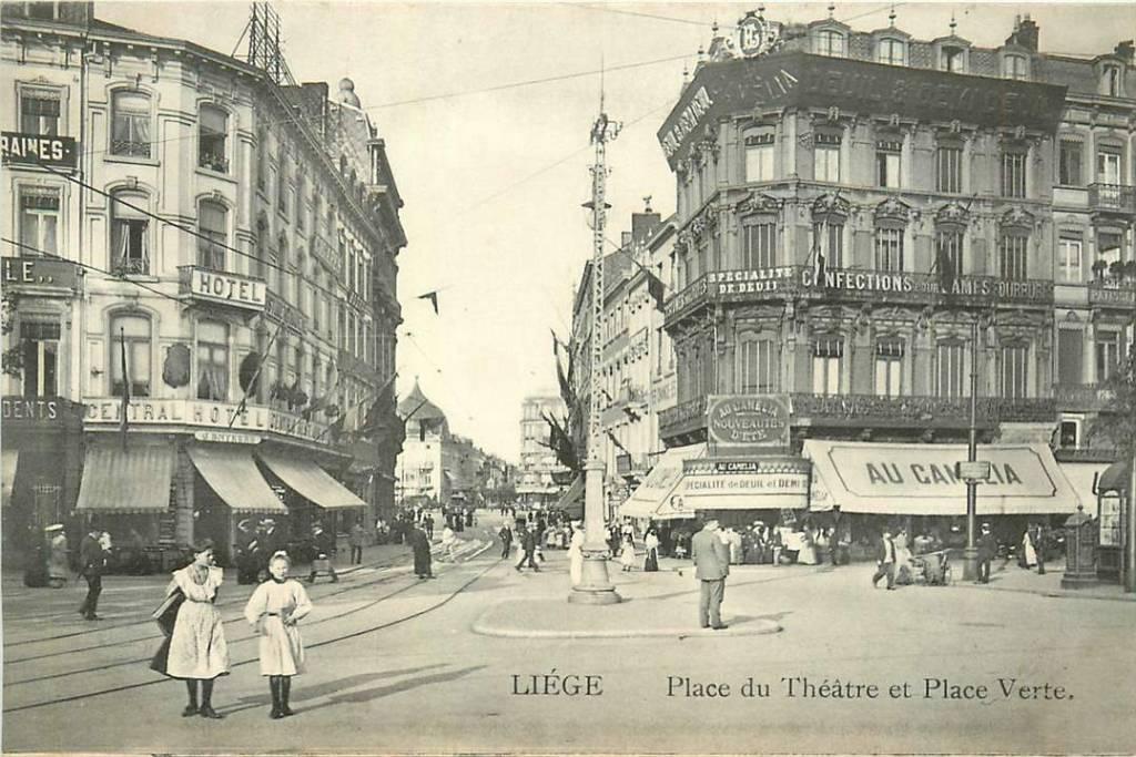 381-337-007 Liege Place du Theatre et Place Verte, Verzenden, Voor 1920, Overig Europa