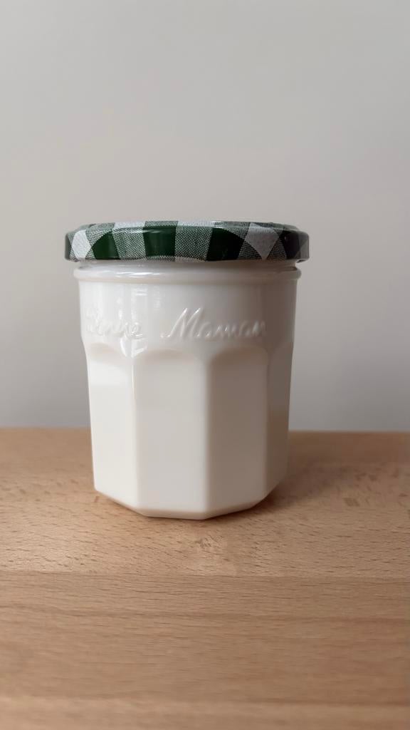 Bonne Maman opaline pot jampot met deksel, Ophalen of Verzenden, Zo goed als nieuw, Wit, Glas