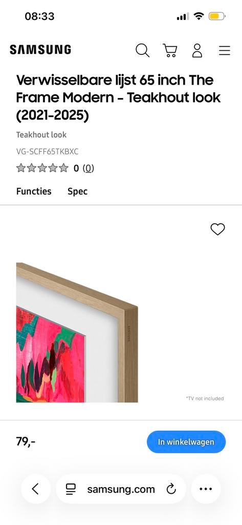 Verwisselbare lijst 65 inch Samsung Frame Teakhout  2021-25, Audio, Tv en Foto, Televisie-accessoires, Ophalen, Nieuw