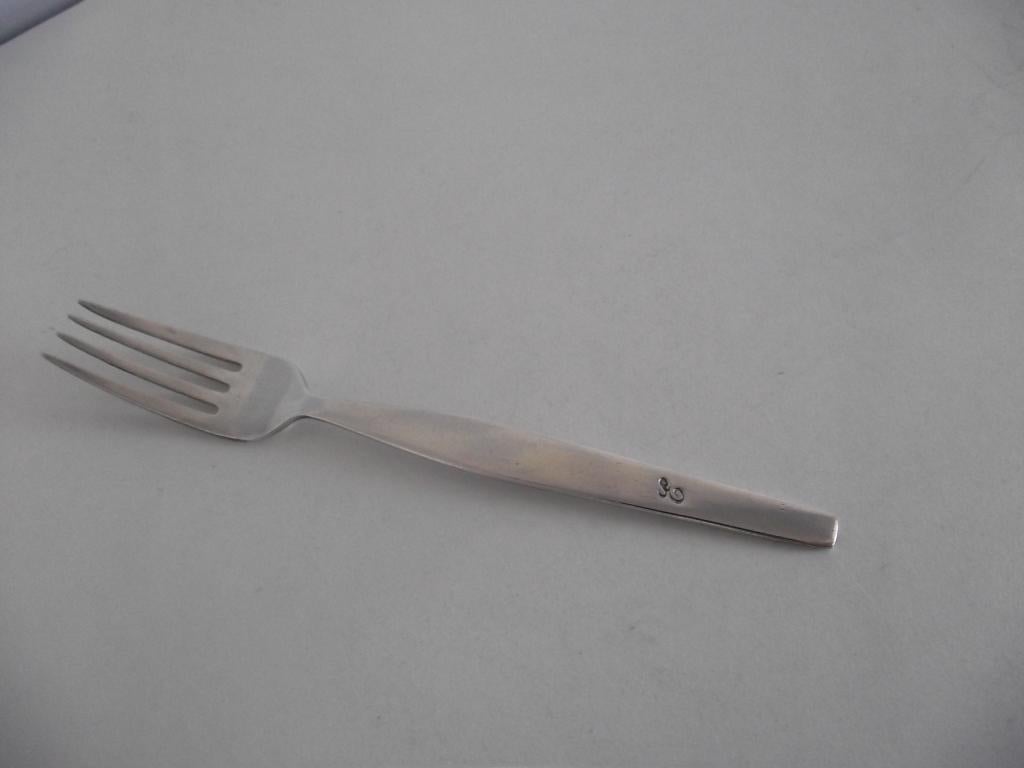 verzilverd 100 Gero vork 15 cm inscriptie E 1930-1950, Ophalen of Verzenden
