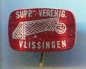 Supp & Belangen verg Vlissingen blik voetbal speldje( Y_089), Verzenden, Zo goed als nieuw, Sport, Speldje of Pin