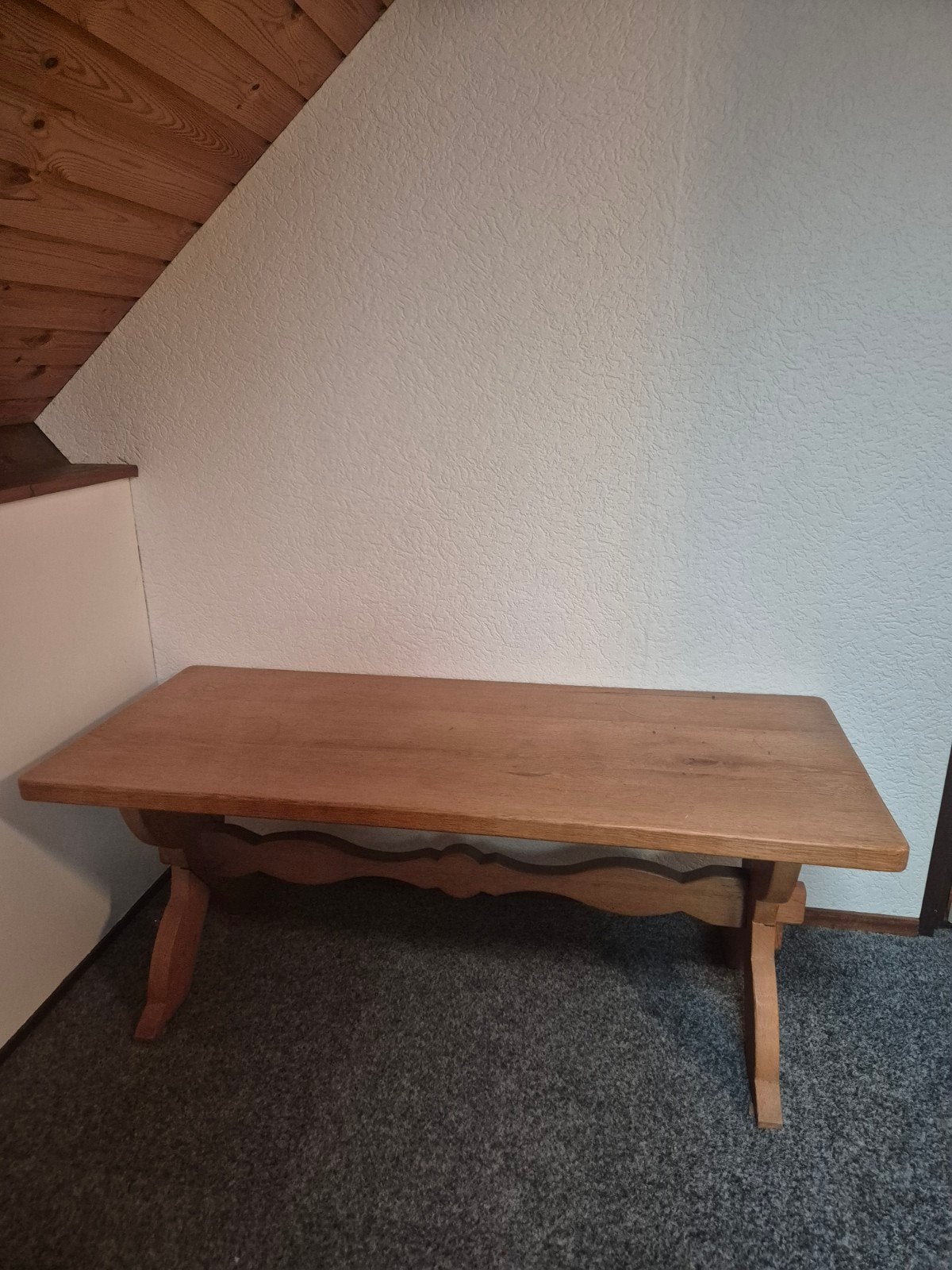 Robuuste eikenhouten salontafel, landelijke stijl, Huis en Inrichting, Ophalen, Gebruikt, 100 tot 150 cm, 50 tot 100 cm
