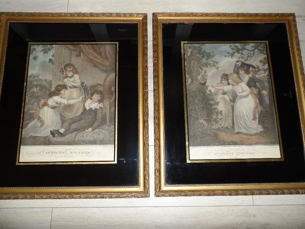 Schilderijen 2 stuks €20,00., Ophalen, Achter glas