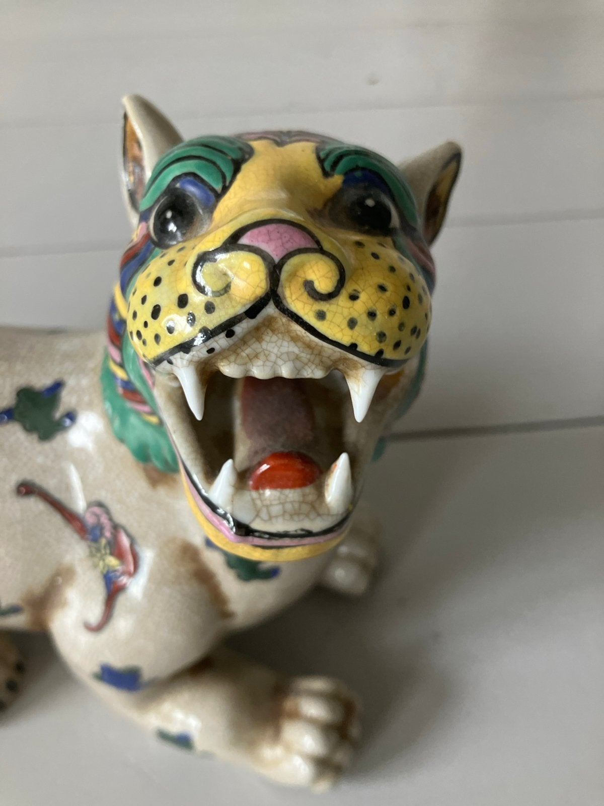 Vintage craquelé keramieken tijger, Antiek en Kunst, Ophalen of Verzenden