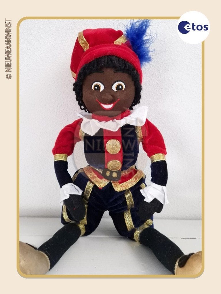 Nostalgische Etos etalage Piet pop - rood/blauw - 45cm, Diversen, Verzenden, Zo goed als nieuw