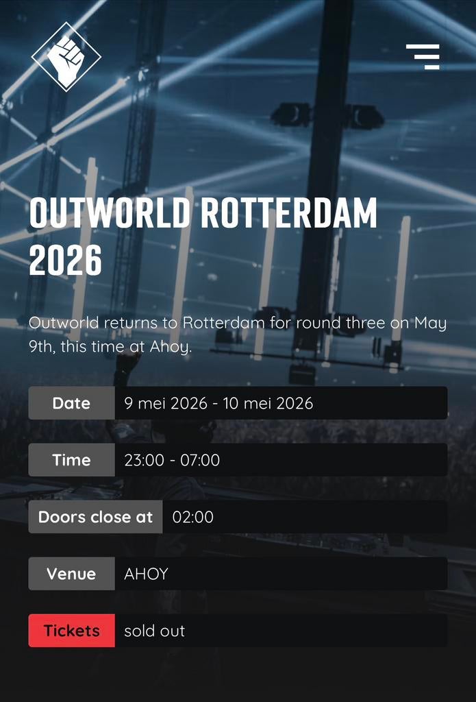 Outworld rotterdam rave zaterdag 9 mei, Computers en Software, Audio-software, Ophalen of Verzenden, Zo goed als nieuw