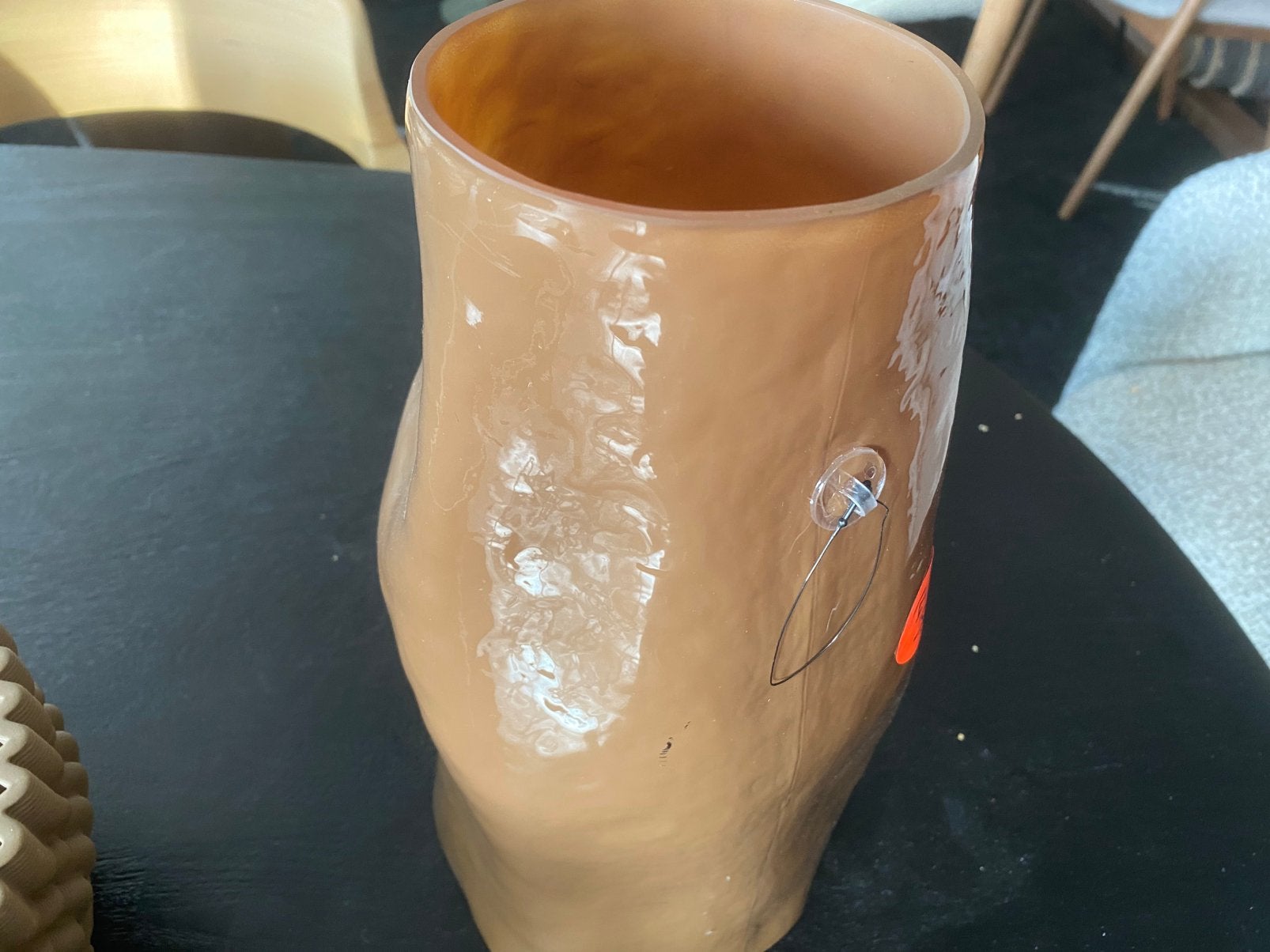 Vaas organische vorm licht bruin glas doorschijnend, Ophalen, Nieuw, Bruin, Glas