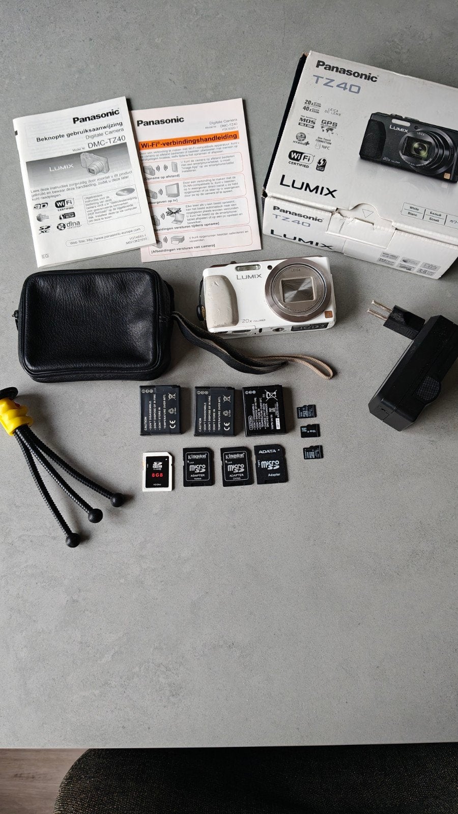 Panasonic Lumix DMC-TZ40 met accessoires en geheugenkaartjes, Ophalen, Gebruikt, 32 GB, Kingston