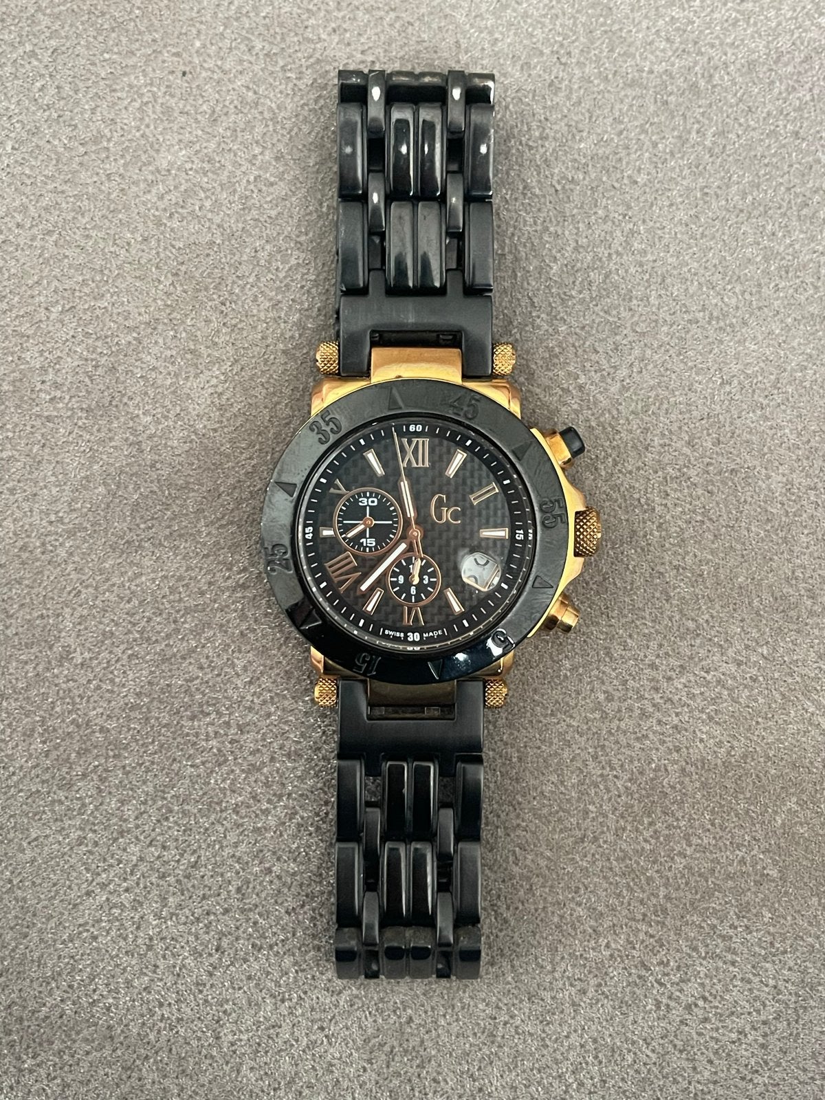GC Swiss Made Herenhorloge - Zwart/Goud, Overige merken, Overige materialen, Gebruikt, Polshorloge