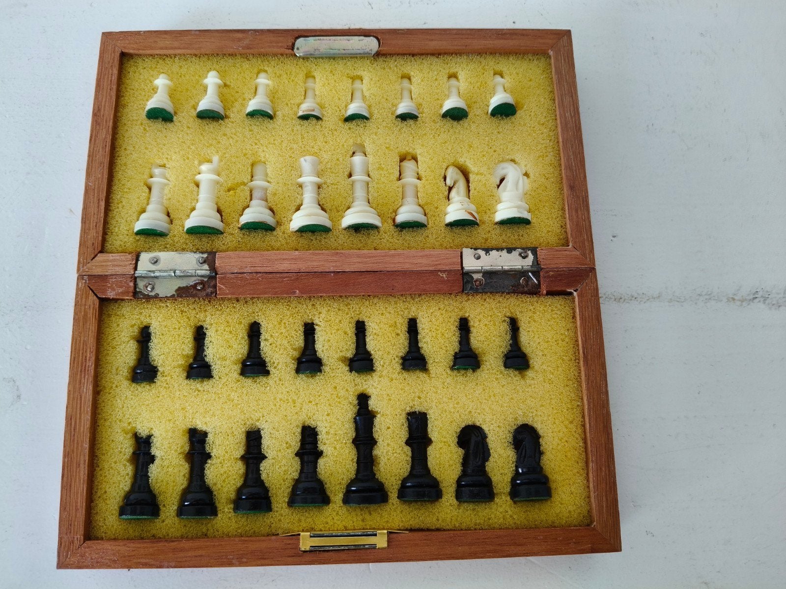 Vintage Reis Schaakspel - Houten Bord met Figuren, Gebruikt, Een of twee spelers, Onbekend (Made in Taiwan), Ophalen of Verzenden