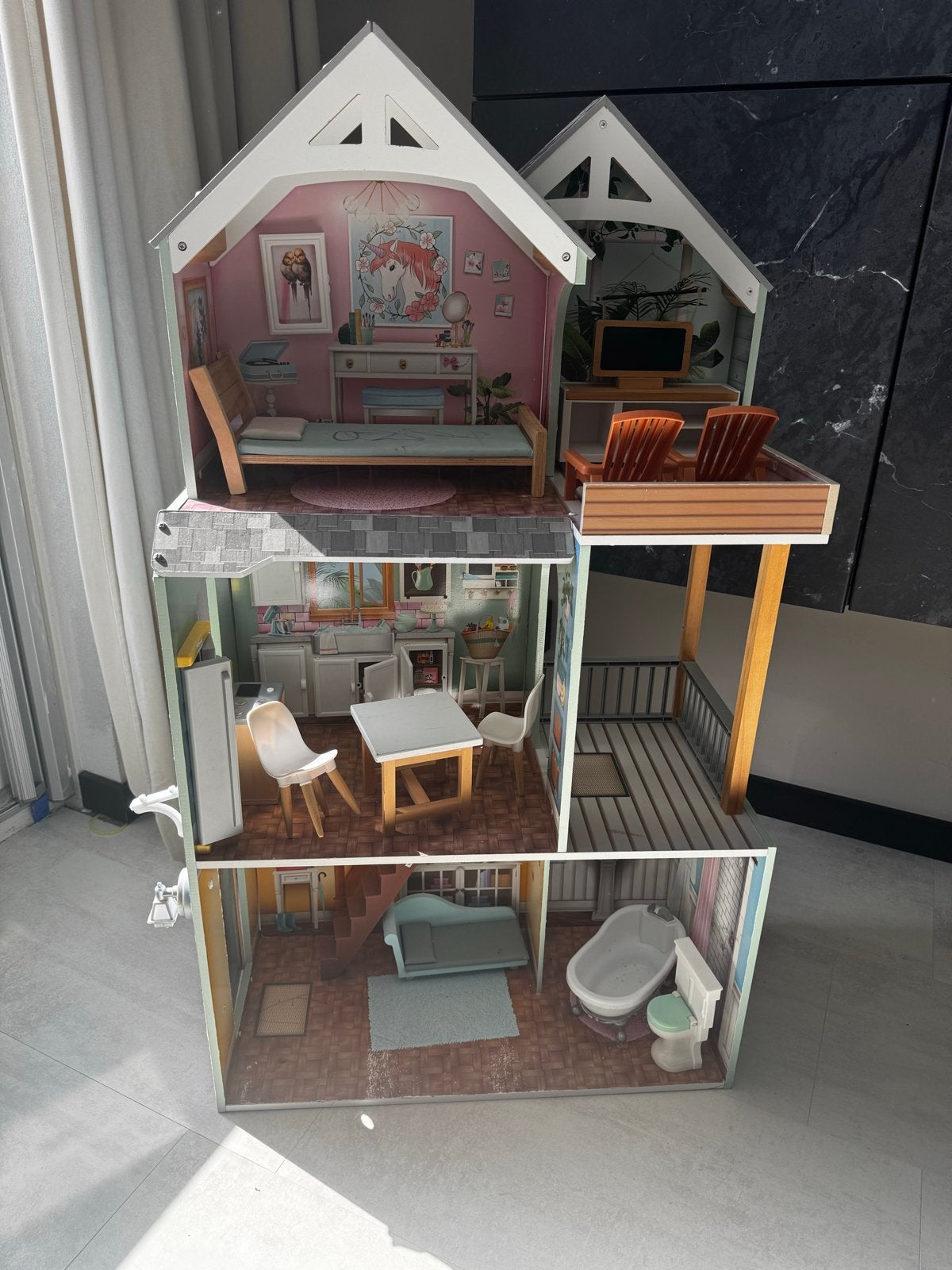 Kinderkraft Poppenhuis met Meubels, Kinderen en Baby's, Ophalen, Gebruikt, Poppenhuis