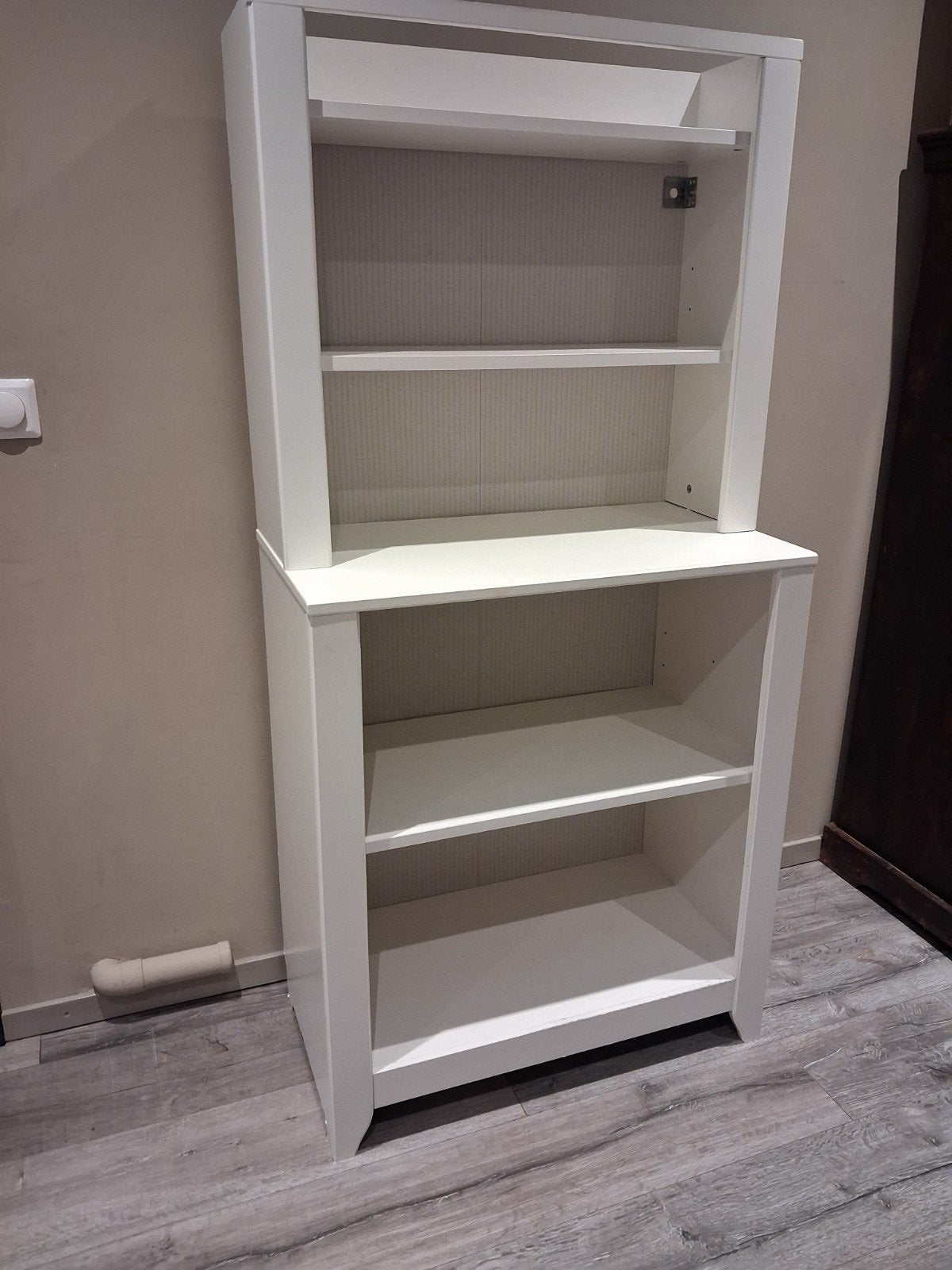 Witte boekenkast met open vakken en planken, Ophalen, Gebruikt, 50 tot 100 cm, 150 tot 200 cm
