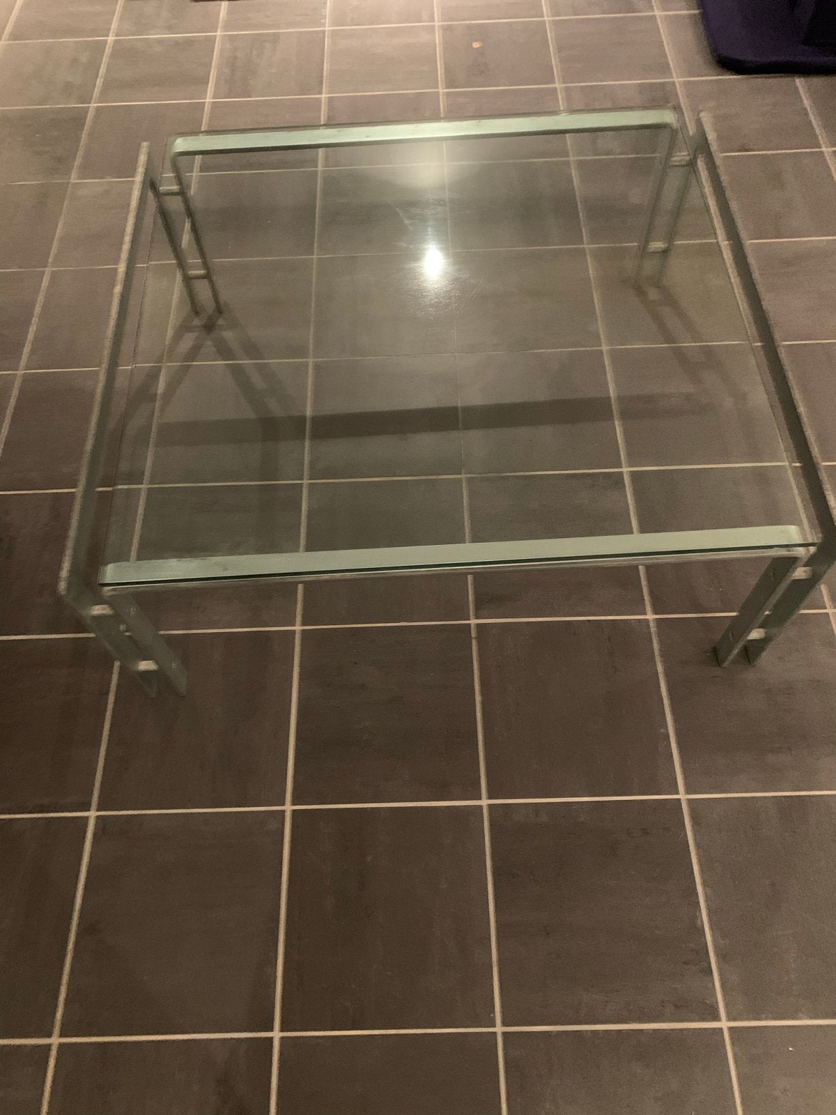 Handgemaakte Harvink salontafel, glas en metaal, Gebruikt, 100 tot 150 cm, Glas, Rechthoekig
