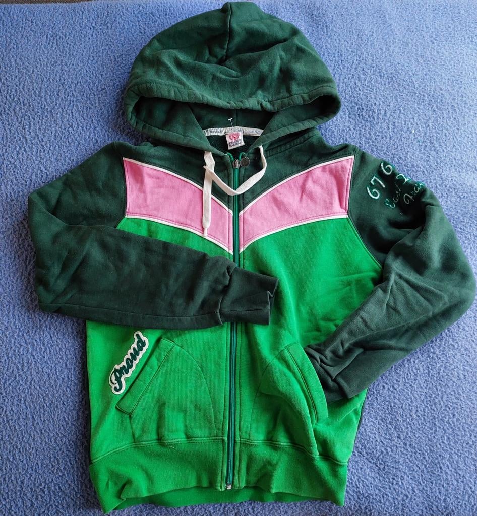 Franklin & Marshall Hoodie Groen/Roze - Maat S, Ophalen of Verzenden, Zo goed als nieuw, Maat 36 (S), Groen