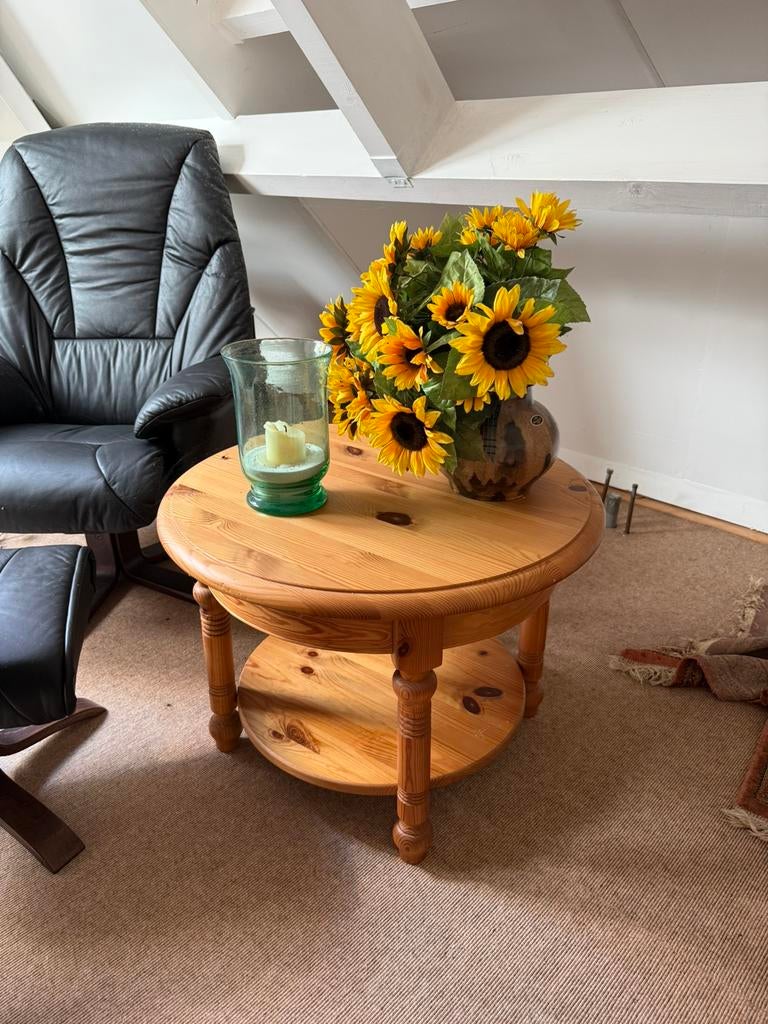 Massief eiken bijzettafel vintage, Huis en Inrichting, Tafels | Bijzettafels, Minder dan 55 cm, Zo goed als nieuw, Rechthoekig
