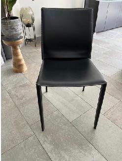 6 zwart lederen eetkamerstoelen, Ophalen, Strak modern, Zwart, Leer