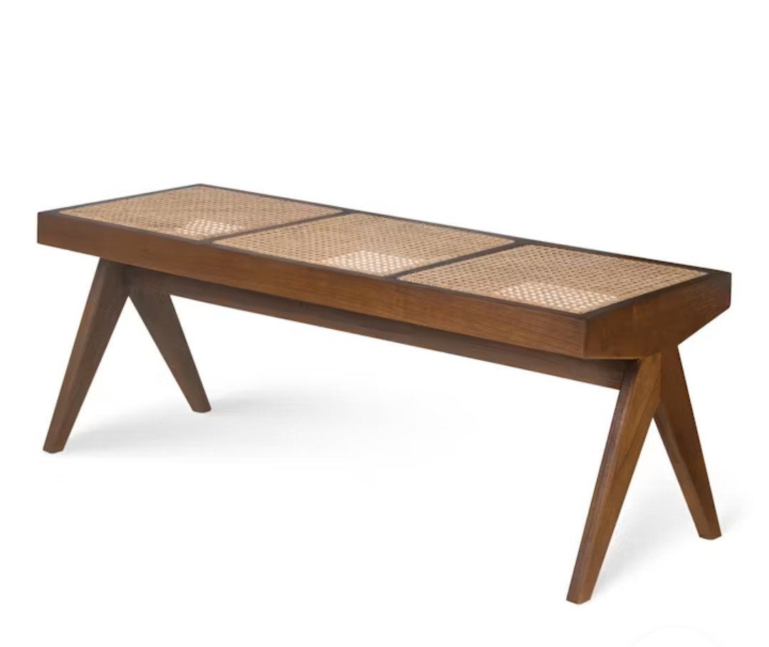 Detjer bankje pierre jeanneret stijl bruin midcentury, Ophalen, Zo goed als nieuw, Rechthoekig, 125 cm of meer