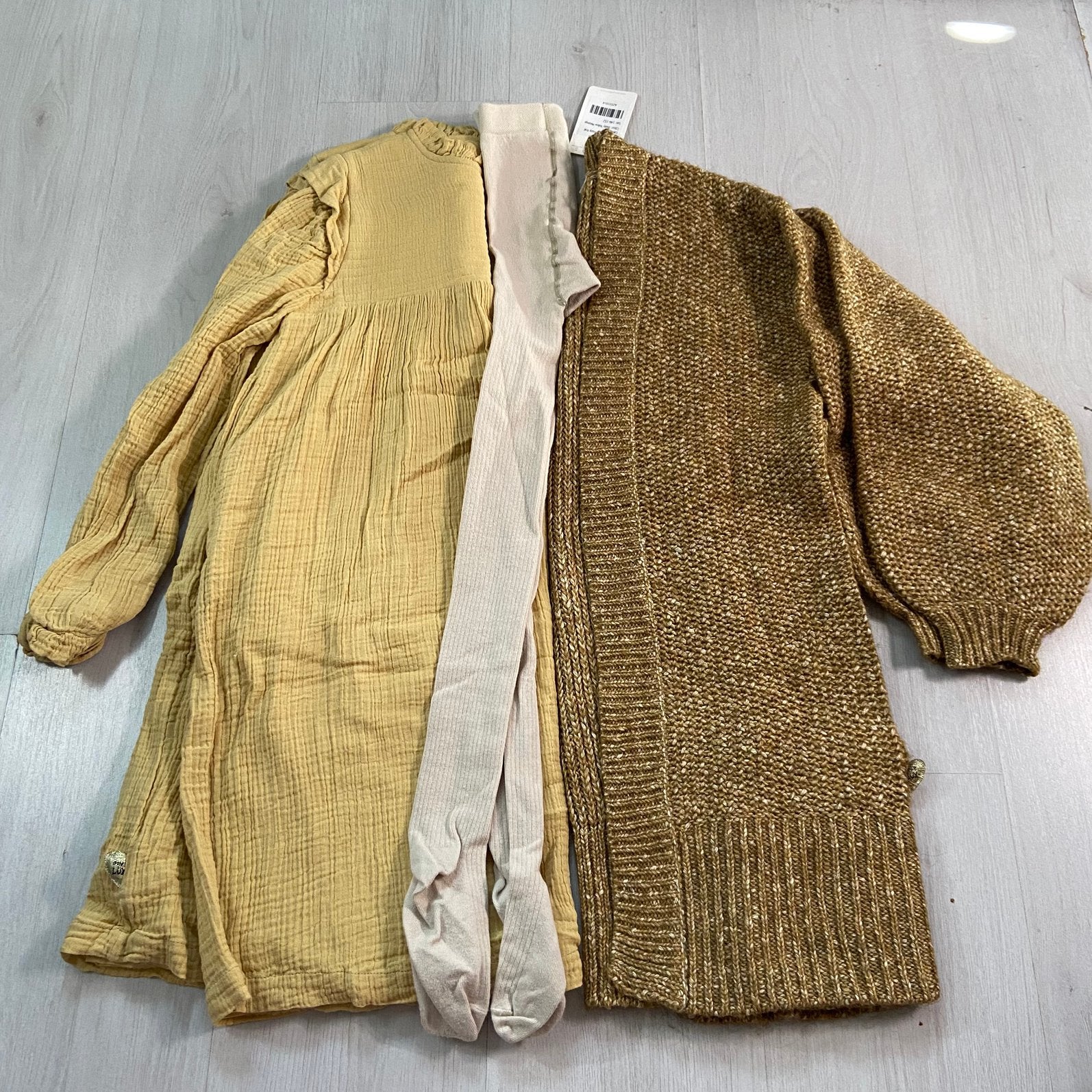 POMPDELUX mosterdgeel set jurk + vest + maillot mt 146-152, Verzenden, Zo goed als nieuw, Meisje, Setje