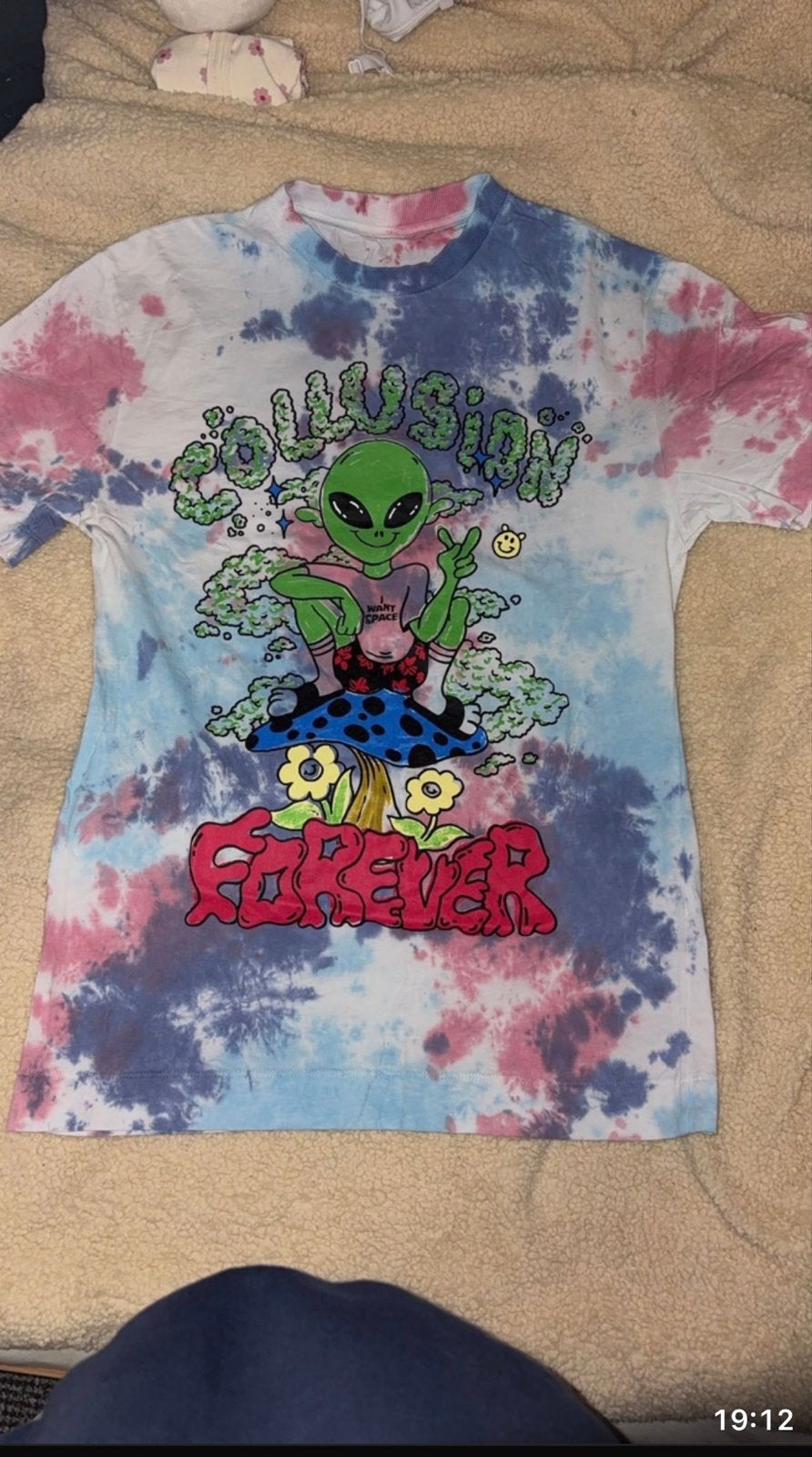 COLLUSION T-shirt met tie-dye en alienprint, Kleding | Dames, Meerkleurig, Ophalen of Verzenden, Zo goed als nieuw, Korte mouw