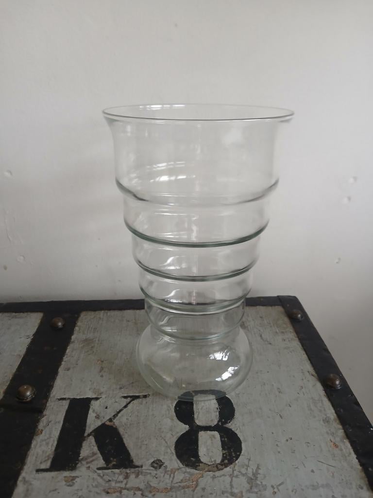 Glazen Leerdam vaas met ribbels - Vintage design, Ophalen