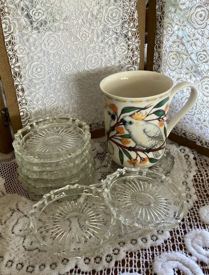 10 vintage glazen onderzetters, Ophalen of Verzenden