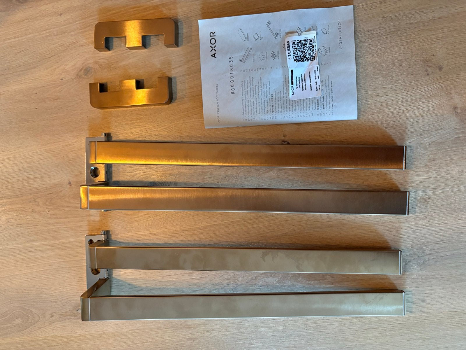 2x Axor dubbel handdoekrek brons, zware kwaliteit, Huis en Inrichting, Ophalen, Handdoekenrek, Overige kleuren, Overige merken