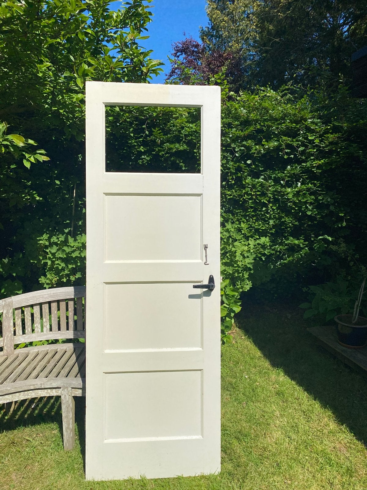 Paneeldeur 4 panelen, zonder glas, met oude klink, Ophalen, Gebruikt, Minder dan 80 cm, Binnendeur