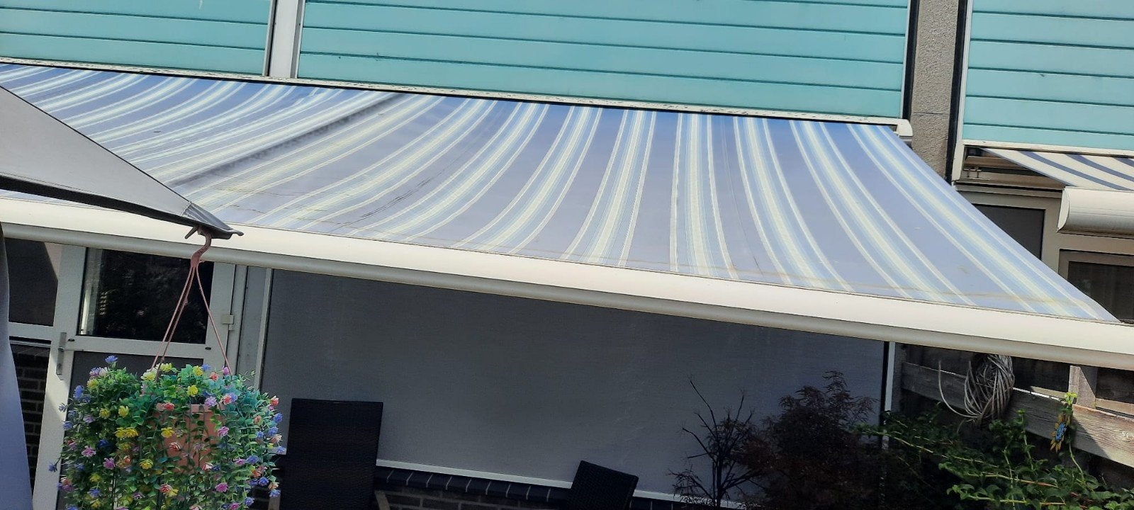 knikarm zonnescherm, Ophalen, Gebruikt, 450 cm of meer, Elektrisch