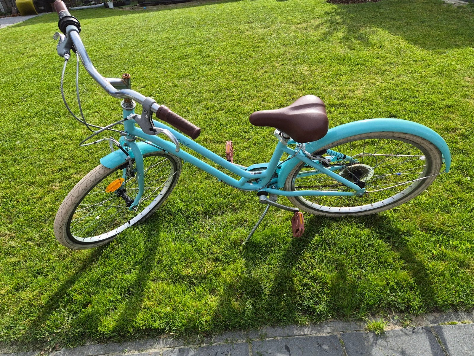 Meisjesfiets Elops 24 inch - Turquoise, Ophalen, Velgrem, Handrem, Elops