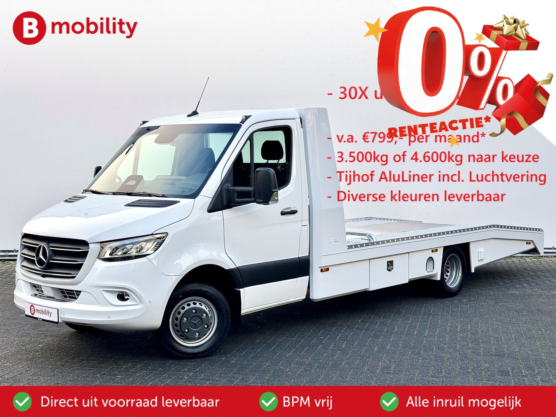 Mercedes-Benz Sprinter 519 CDI Tijhof AluLiner V/A €32 Per, Stof, Gebruikt, Wit, Bedrijf