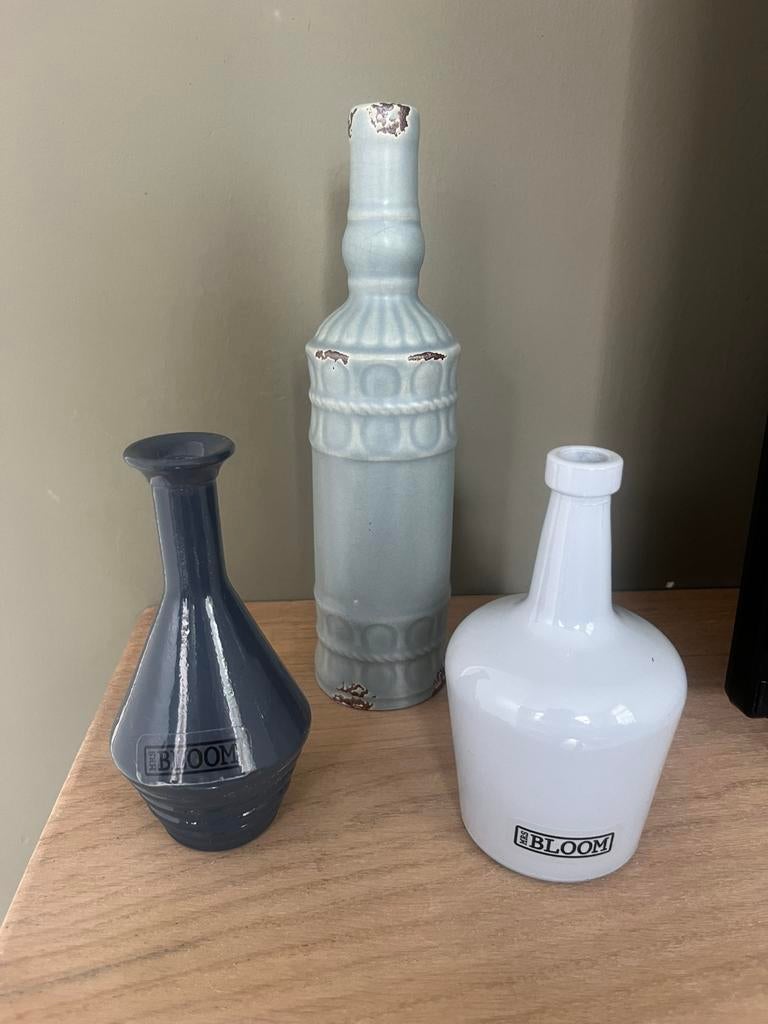 Leuke vaasjes van Bloom, Ophalen of Verzenden, Gebruikt, Blauw, Glas