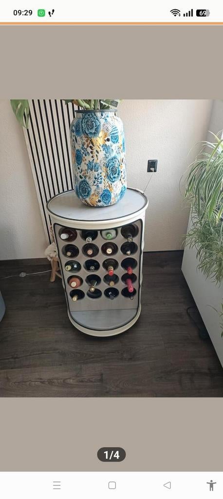 Verrijdbaar wijnrek van gerecycled olievat, Ophalen of Verzenden, Metaal