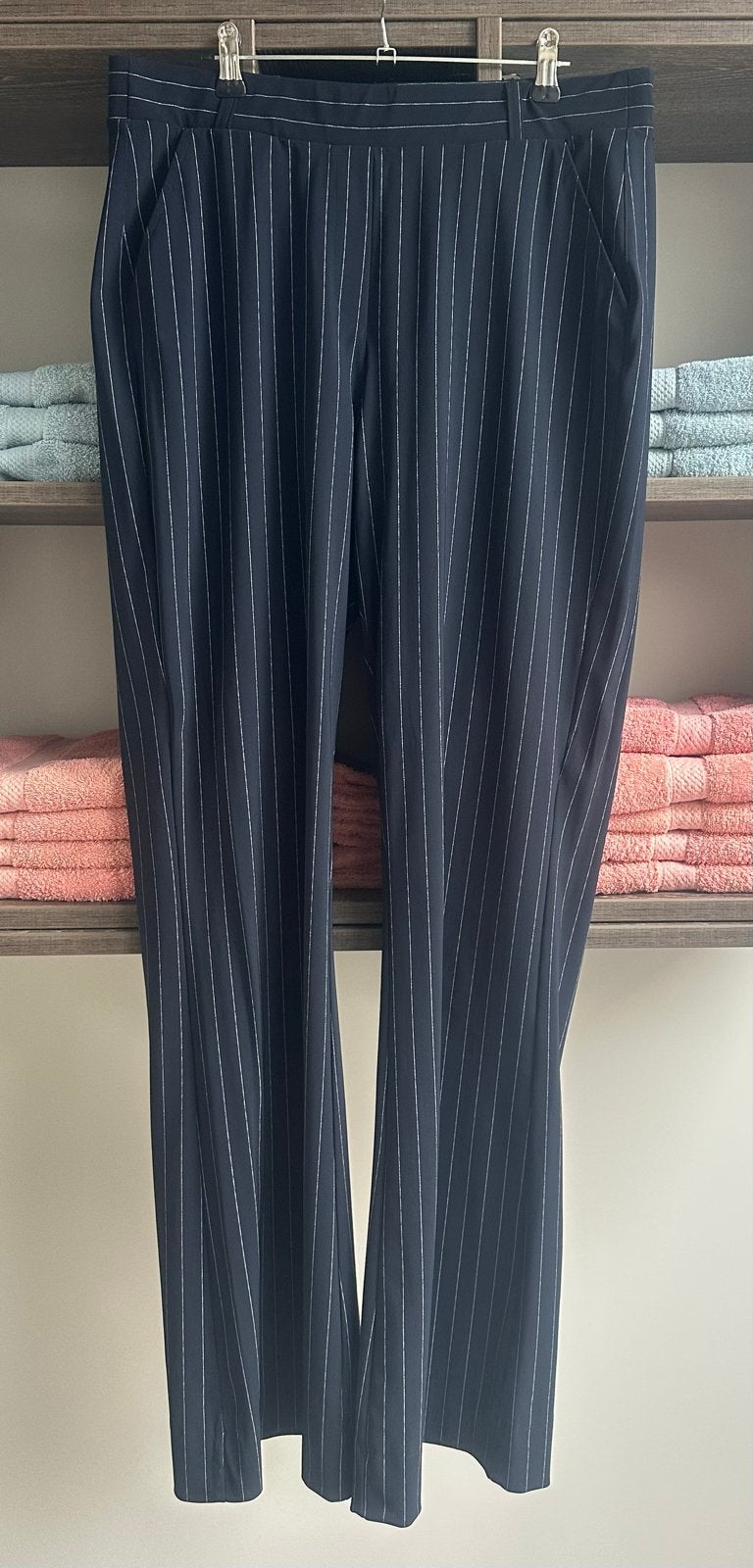 Studio Anneloes Flared Pinstripe Broek, Blauw, Maat 42/44 (L), Ophalen of Verzenden, Zo goed als nieuw