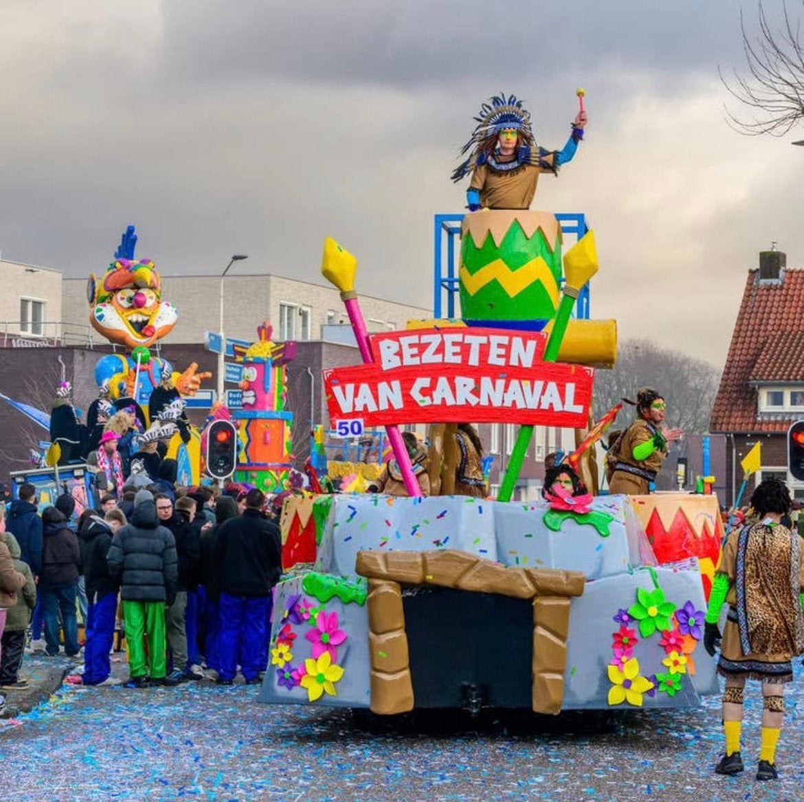Carnavalswagen., Ophalen, Gebruikt, Versiering, Carnaval