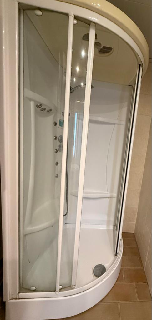 Stoom/Douchecabine kleur Wit, Ophalen, Gebruikt, Met douche