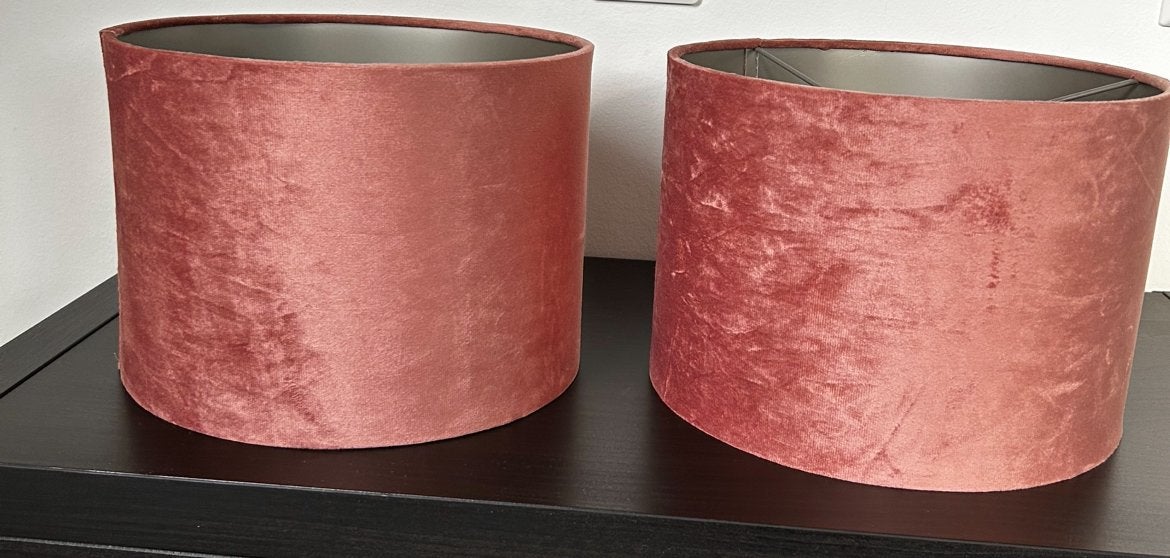 2 Light&Living velours lampenkappen - Dusty Pink, Ophalen, Rond, Zo goed als nieuw, Textiel