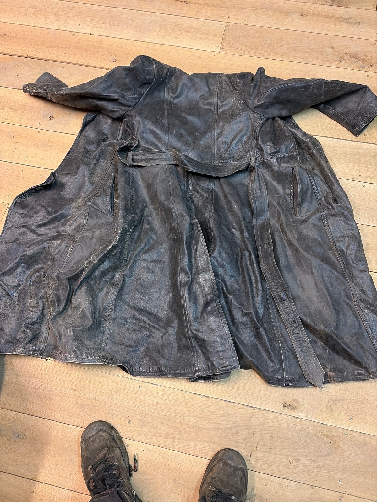 Oude leren brommerjas, maat L —-xl - ELVU Rotterdam, Ophalen of Verzenden, Tweedehands, Heren, Jas | leer