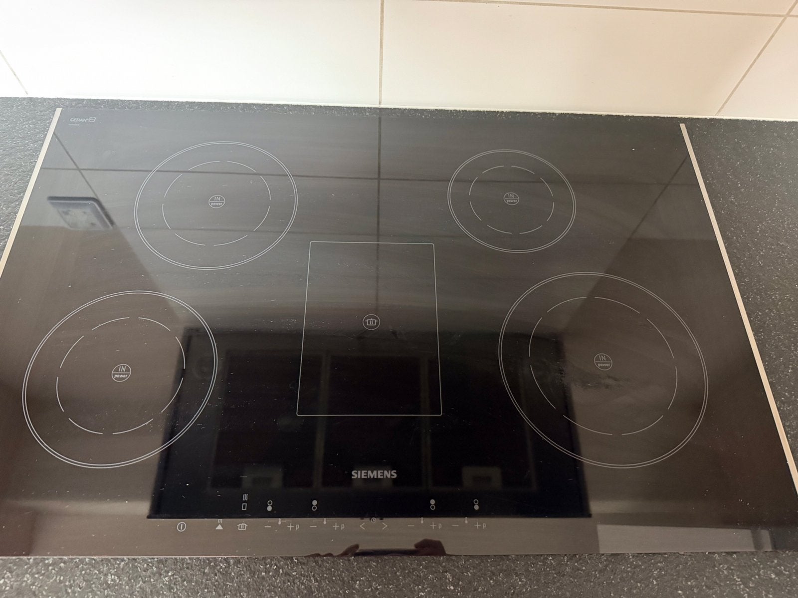 Siemens inductiekookplaat, Witgoed en Apparatuur, Ophalen, 4 kookzones, Zo goed als nieuw, Inbouw