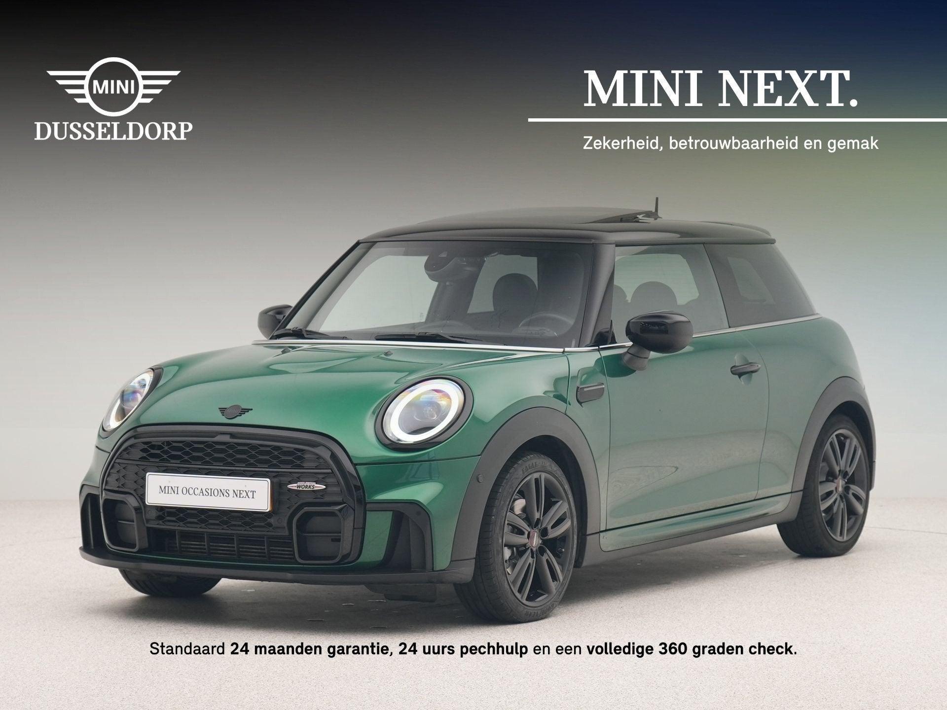 MINI 3-deurs Cooper JCW-Trim Aut. (bj 2023, automaat), Dealer onderhouden, 136 pk, Gebruikt, Met garantie (alle)
