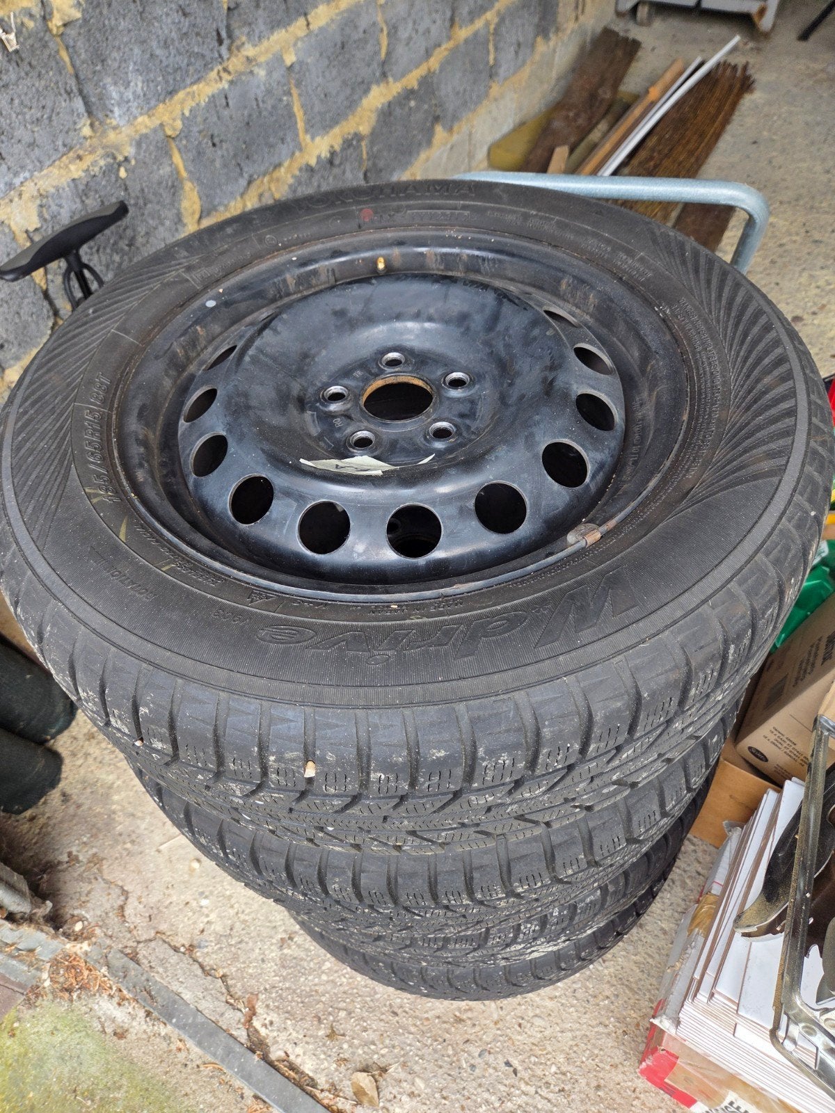 Gebruikte Yokohama winterbanden op stalen velg 15 inch, Ophalen, Gebruikt