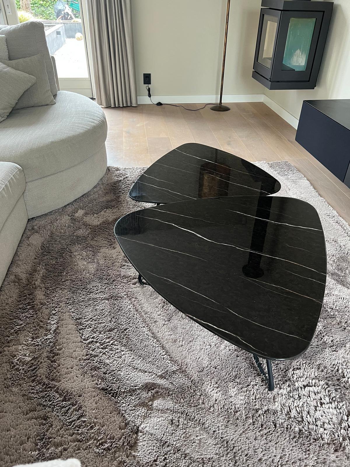 Zwarte salontafels marmerlook, Ophalen, Overige materialen, 100 tot 150 cm, 50 tot 100 cm