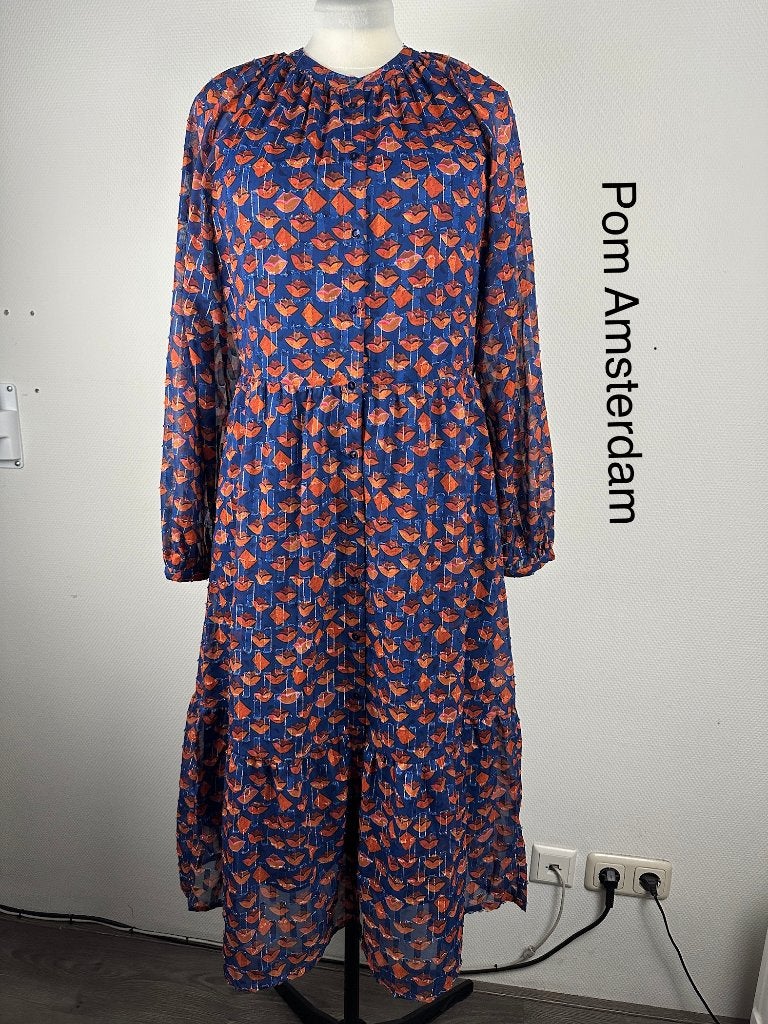 POM Amsterdam Jurk  (mt: 42) 17,5/76, POM Amsterdam, Blauw, POM Amsterdam, Maat 42/44 (L)